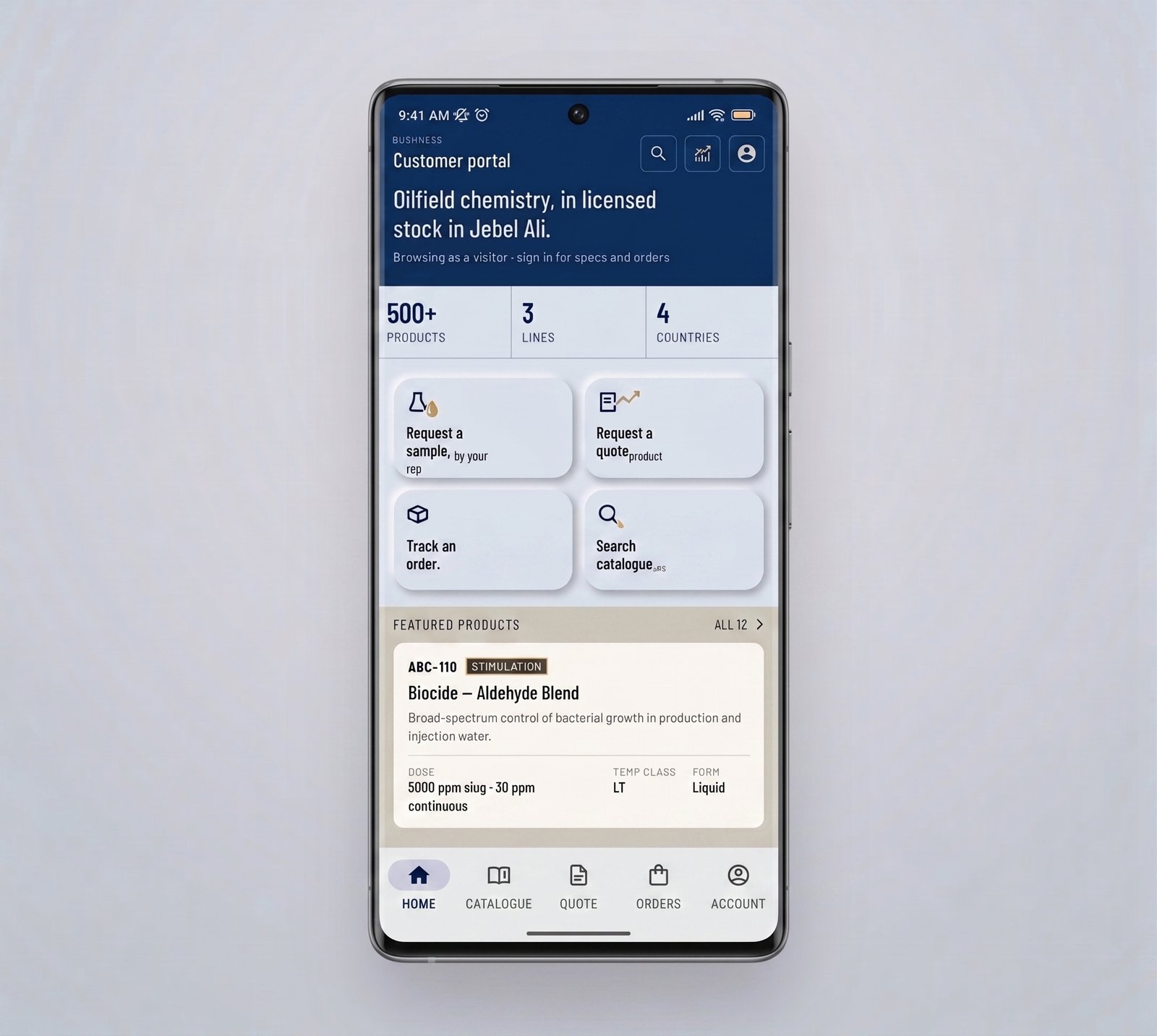Aquaness app customer portal screen on an Android phone