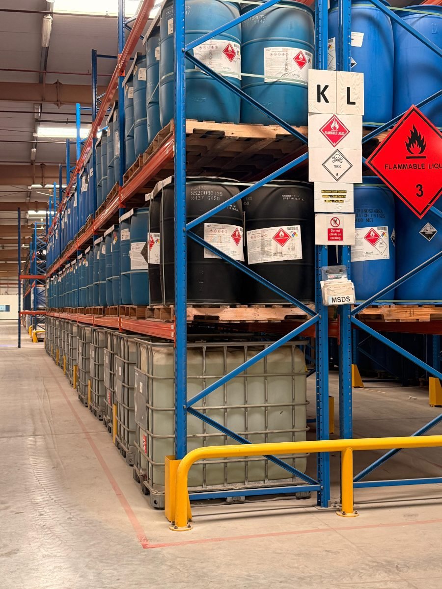 DG-labelled racking, Aquaness warehouse